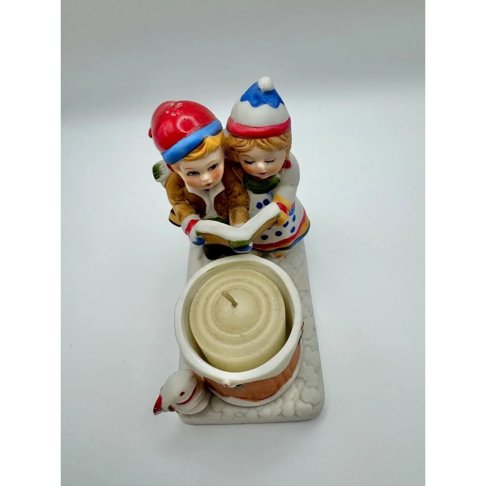 1982 Fine Porcelain Vintage‎ Carolers Candle Holder Christmas Collectible
